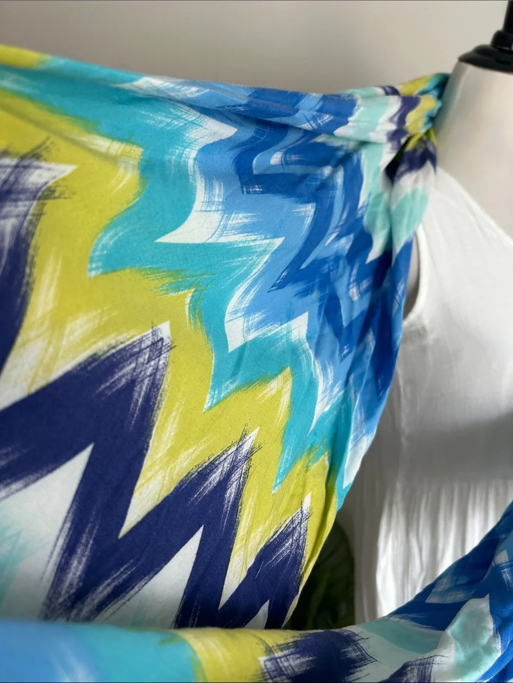 Colorful infinity scarf purple yellow blue turquoise white
